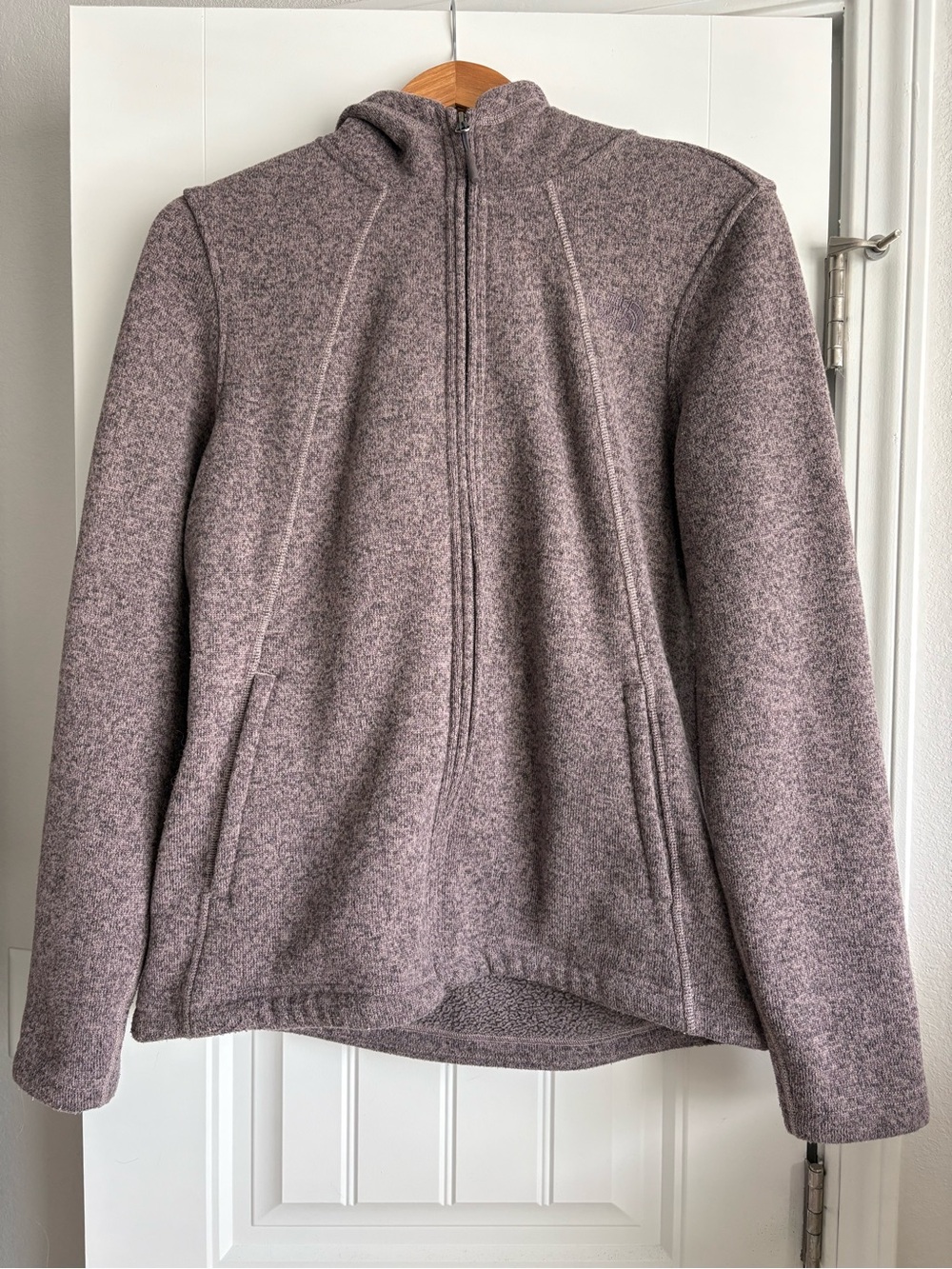 North Face Heathered Mauve Zip Fleece Hoodie Jacket